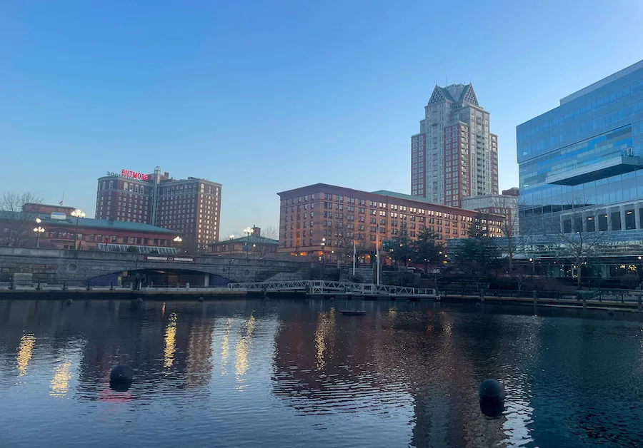 Weekend in Providence - View of downtown providence with river flowing through.