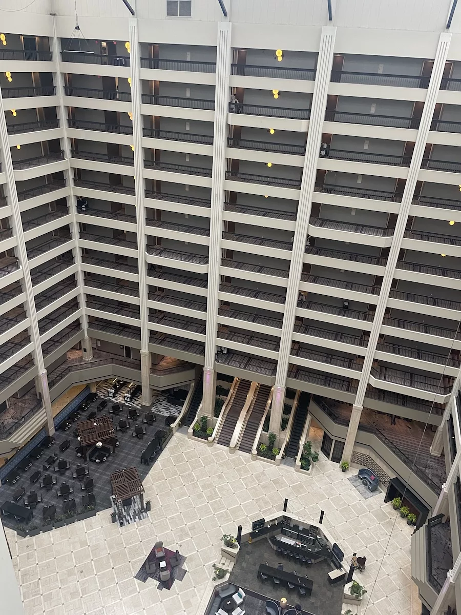 Lobby of a hotel with 14 floors. 