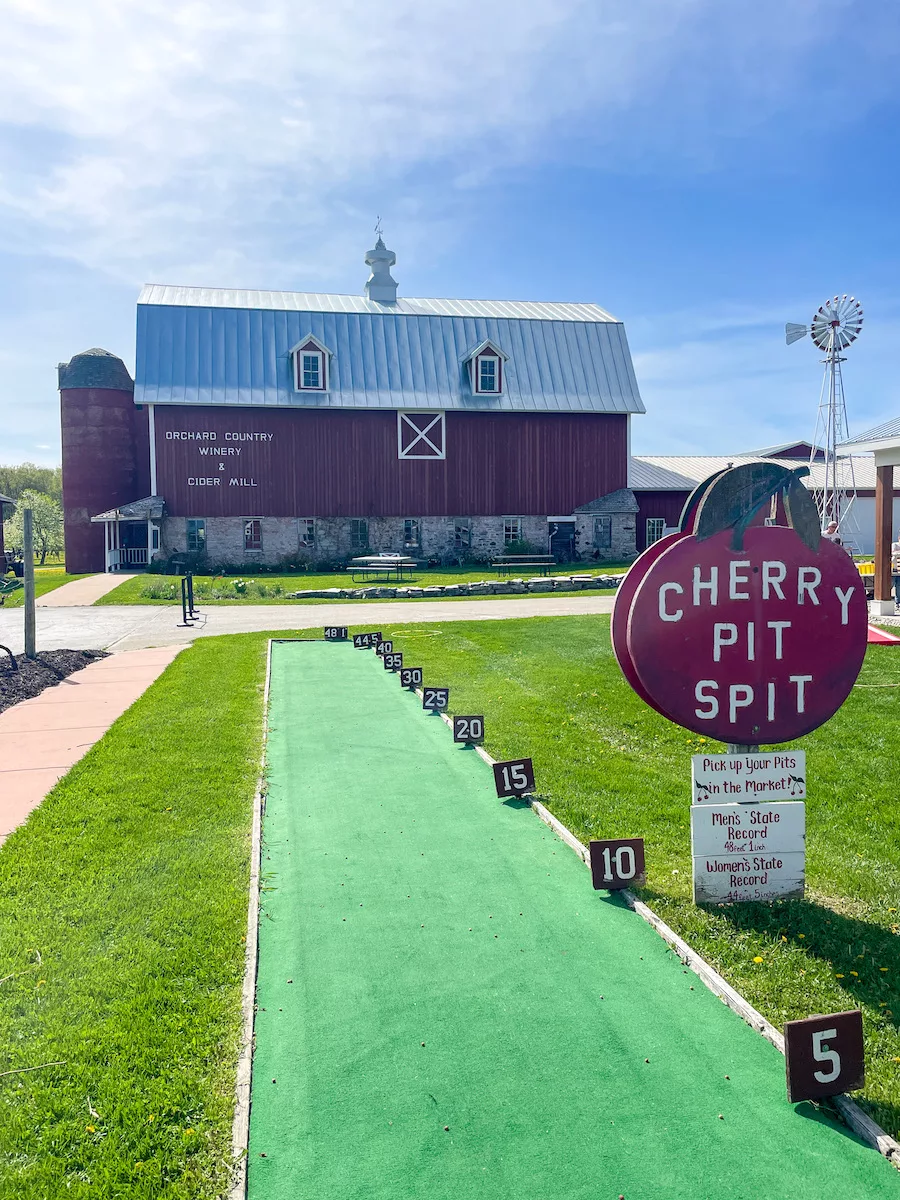 Lautenbach's Orchard in Door County, Wisconsin - View of the Cherry Pit Spit and Red Barn in the Background