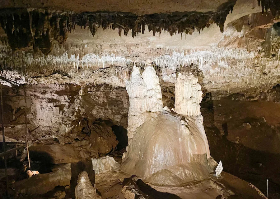 Beautiful cave formations inside Crystal Cave in Springfield, MO