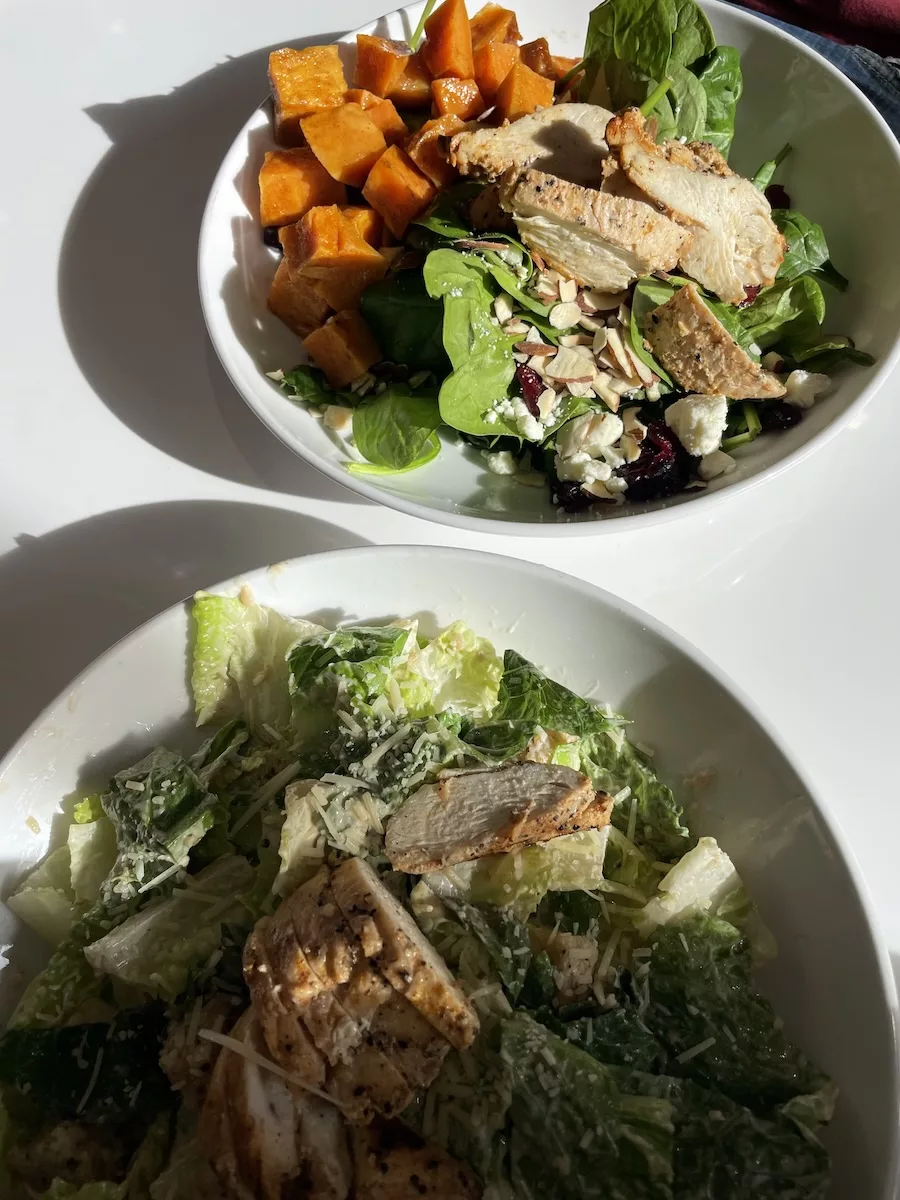 Image of two different salads at Tiphanie's in Downtown Davenport 