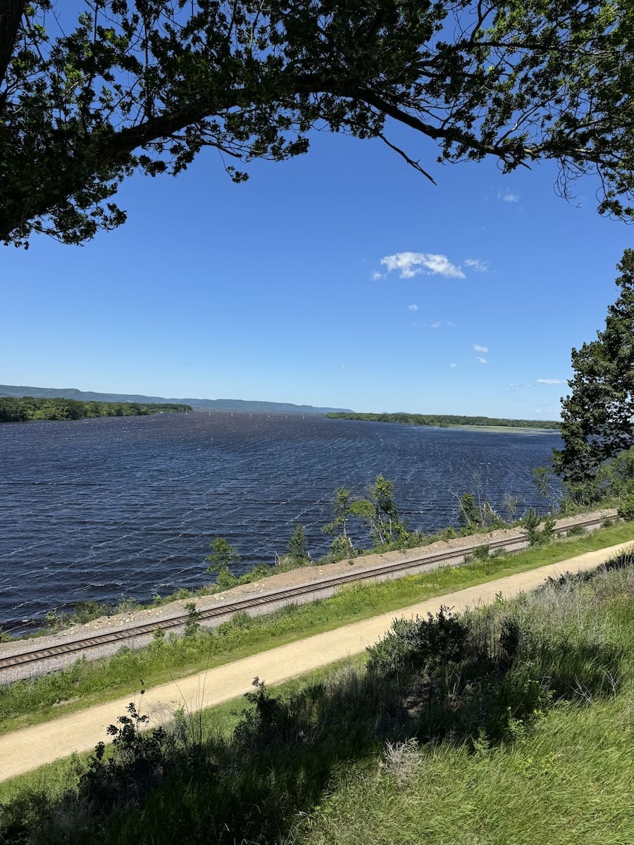 View of the Great River State Trail and Mississippi River in Onalaska, WI