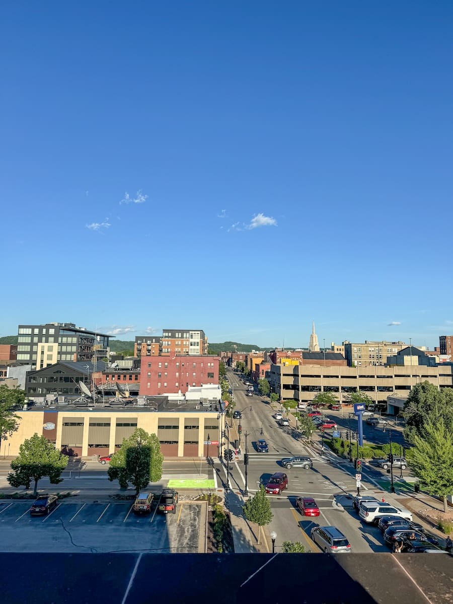 View from the Rooftop Terrace at the Charmant Hotel in Downtown La Crosse