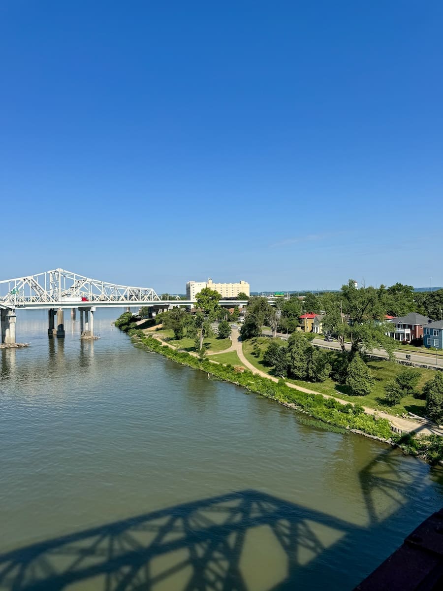 Image of the views from the Big Four Pedestrian Bridge in Jeffersonville, Indiana. 