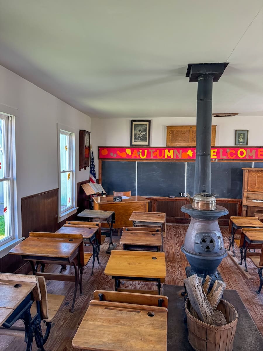 Image of a one-room schoolhouse as part of Adobe Museum in Southwest Kansas