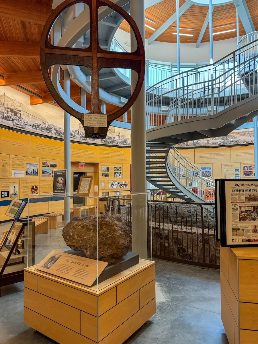 Image of the Big Well Museum in Greensburg, Kansas, including the stairwell 