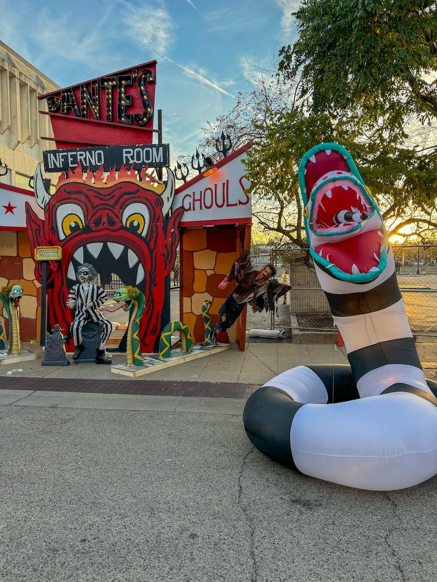 Image of an inferno decoration set at Nightmare on Chicago Street